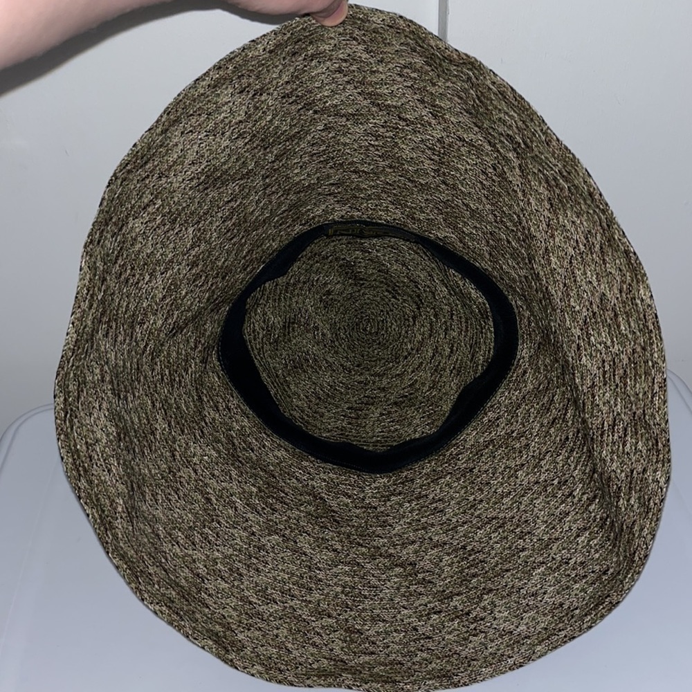 Kokin New York Woven Wide Brim Sun Hat w Twisted Leather Band Green Heather - Picture 8 of 12